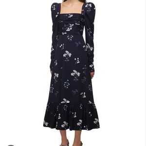 Self Portrait Navy Vintage Floral Midi - US 6